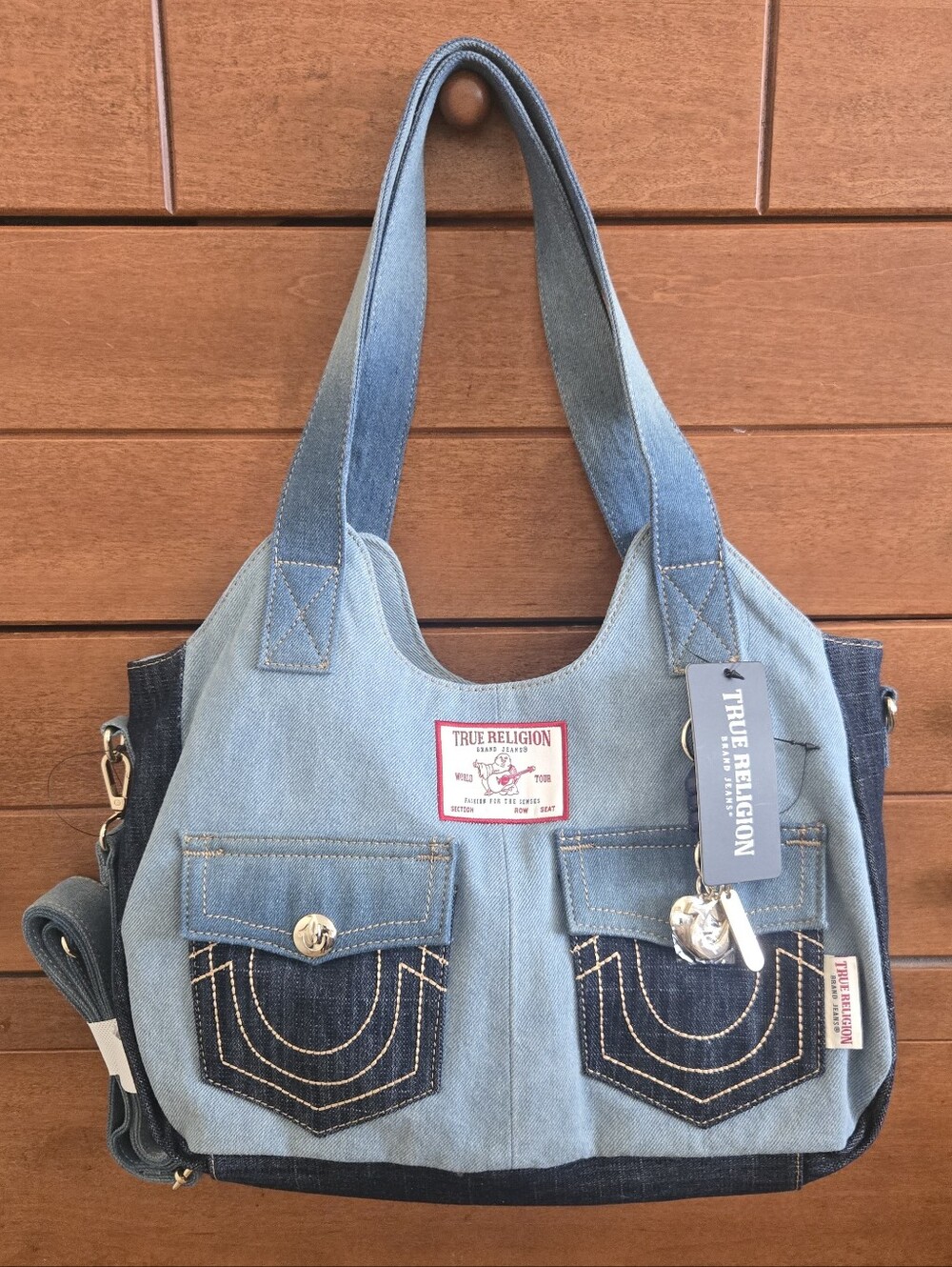 NEW True Religion Denim Patchwork Handbag